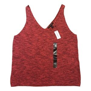 NWT Banana Republic Red Marled Knit Sweater Tank Top V-Neck Cotton Blend Large